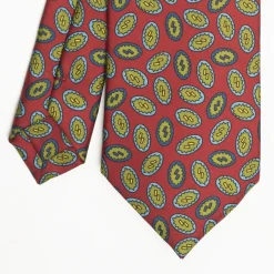 Burgundy Heritage Retro Collection Silk Tie - Large Geometric Pattern