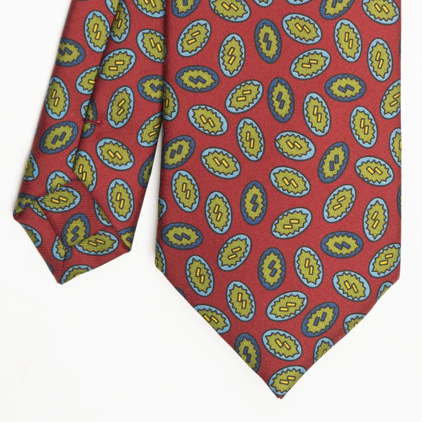 Burgundy Heritage Retro Collection Silk Tie - Large Geometric Pattern