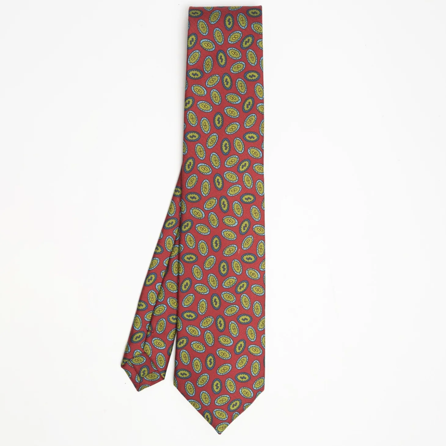 Burgundy Heritage Retro Collection Silk Tie - Large Geometric Pattern