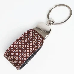 Burgundy Keyfob In Silk And Leather