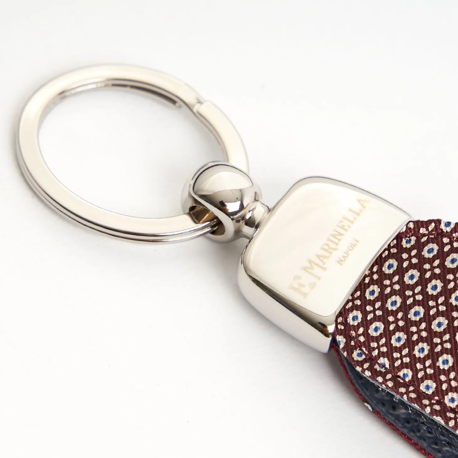 Burgundy Keyfob In Silk And Leather