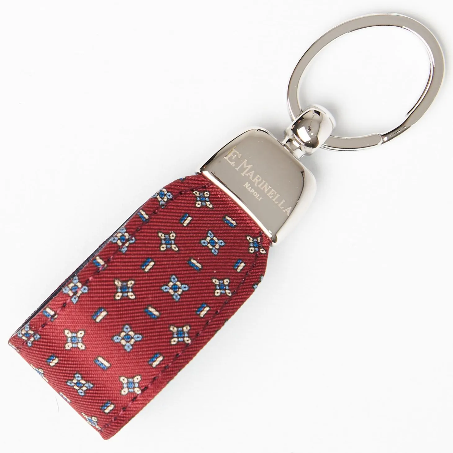 Burgundy Keyfob In Silk And Leather