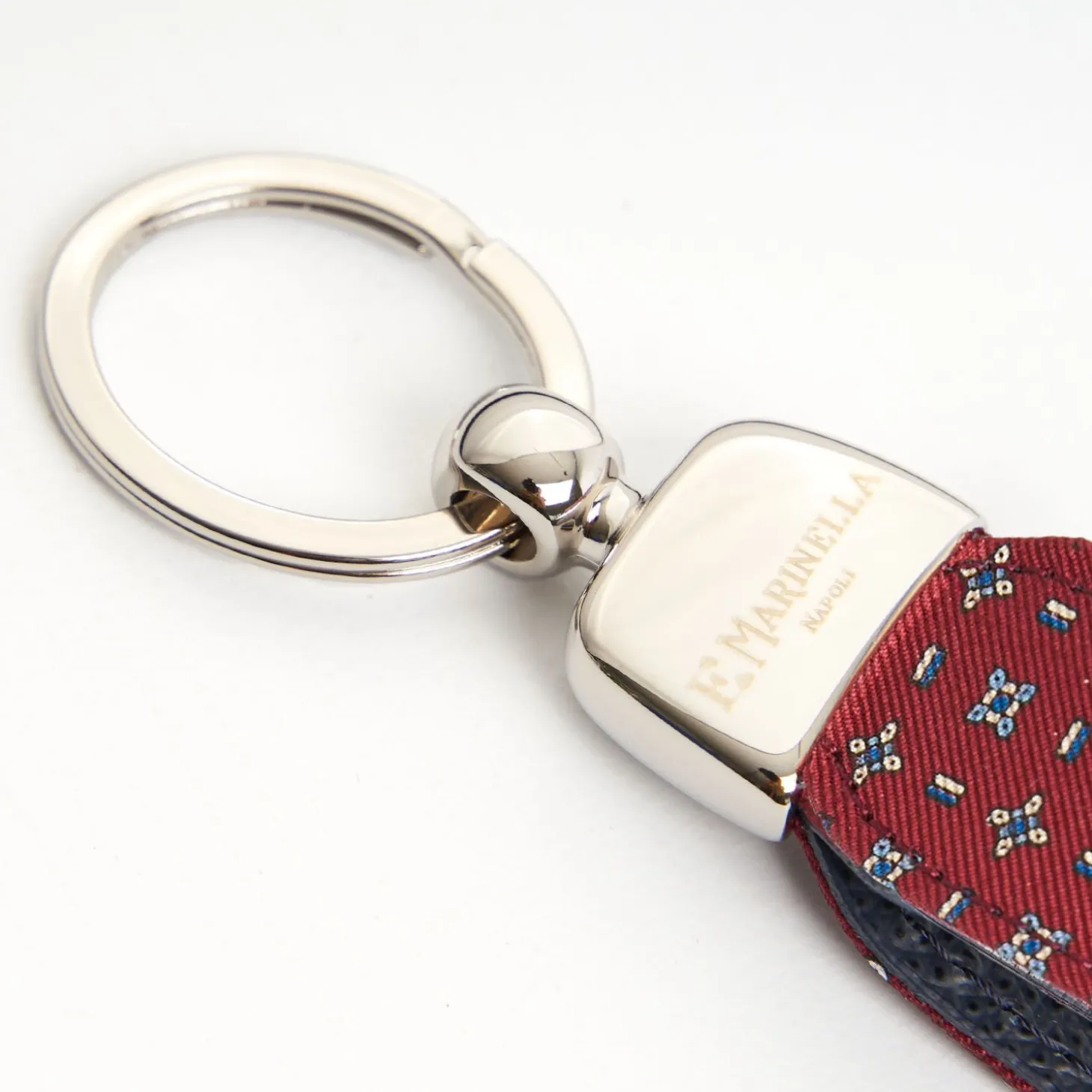 Burgundy Keyfob In Silk And Leather
