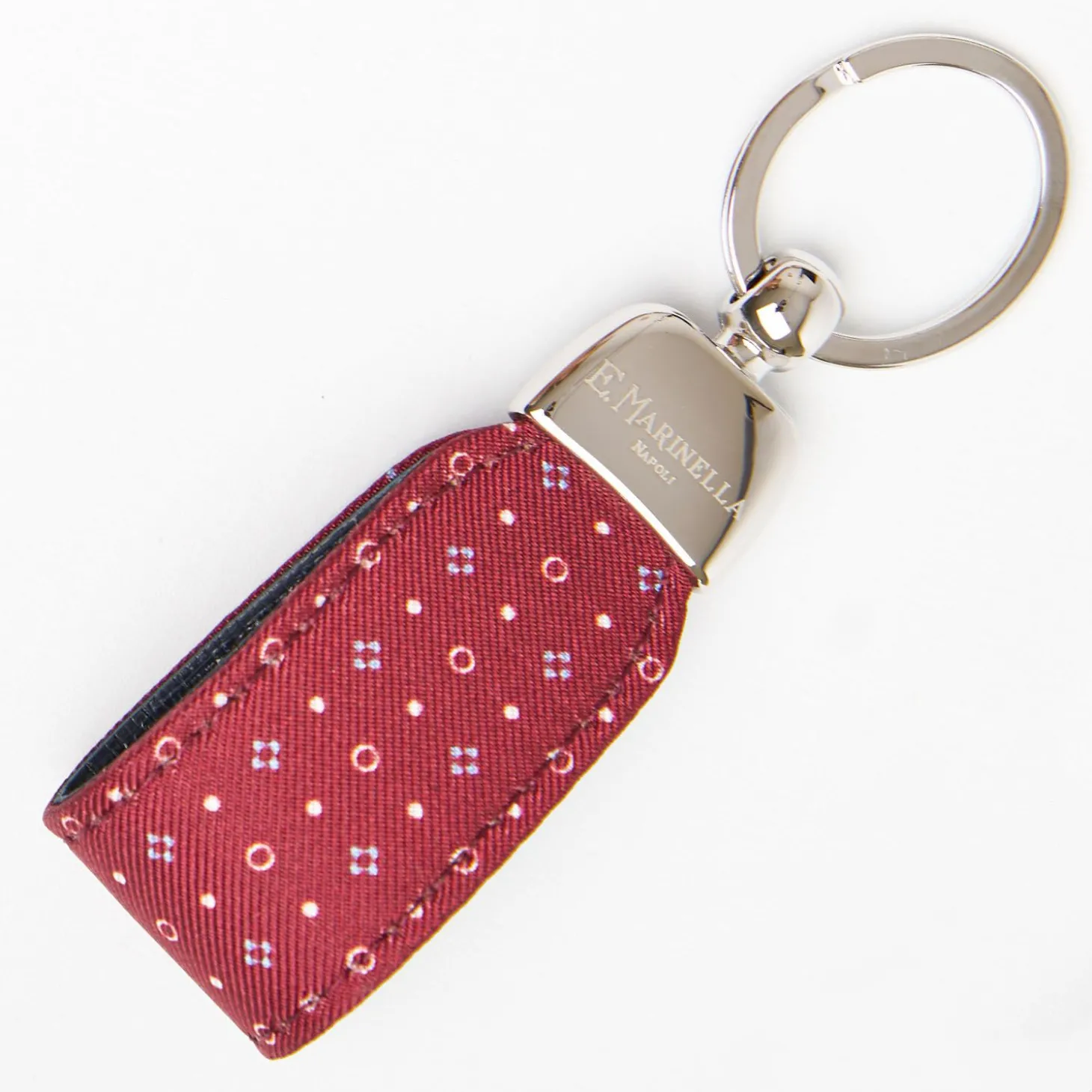 Burgundy Keyfob In Silk And Leather