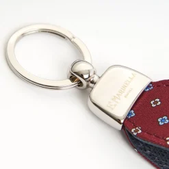 Burgundy Keyfob In Silk And Leather