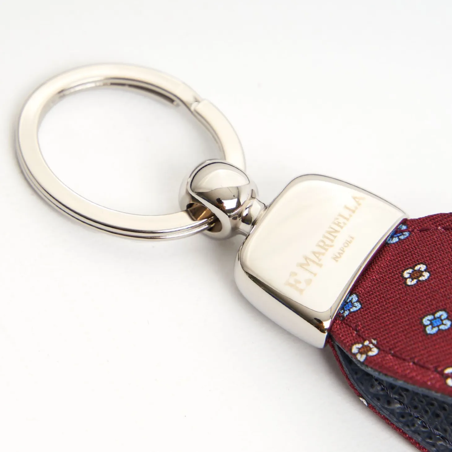 Burgundy Keyfob In Silk And Leather