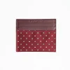 Burgundy Leather And Silk Credit Card Holder - 5 Compartments