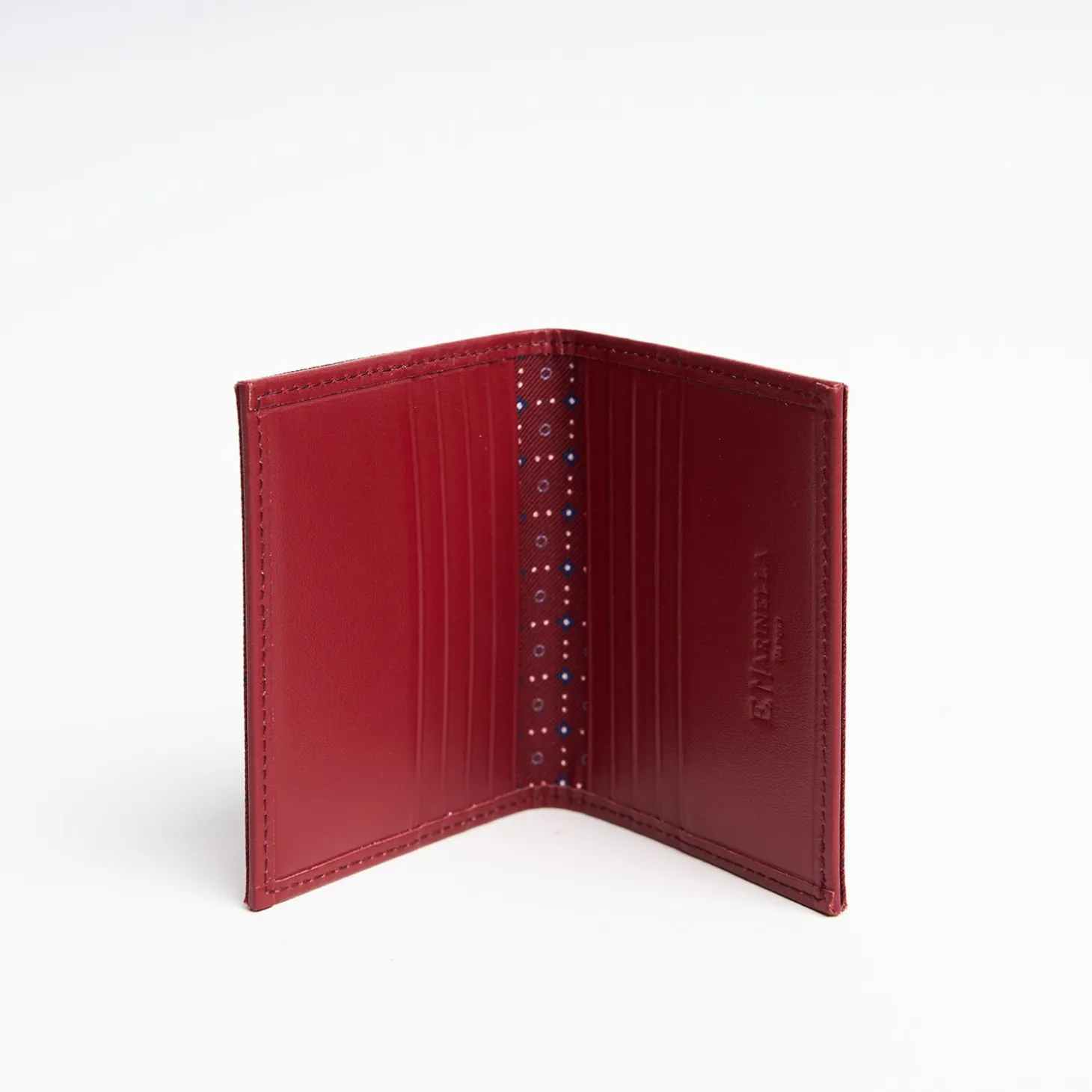 Burgundy Leather Folding Card Holder - 10 Compartments