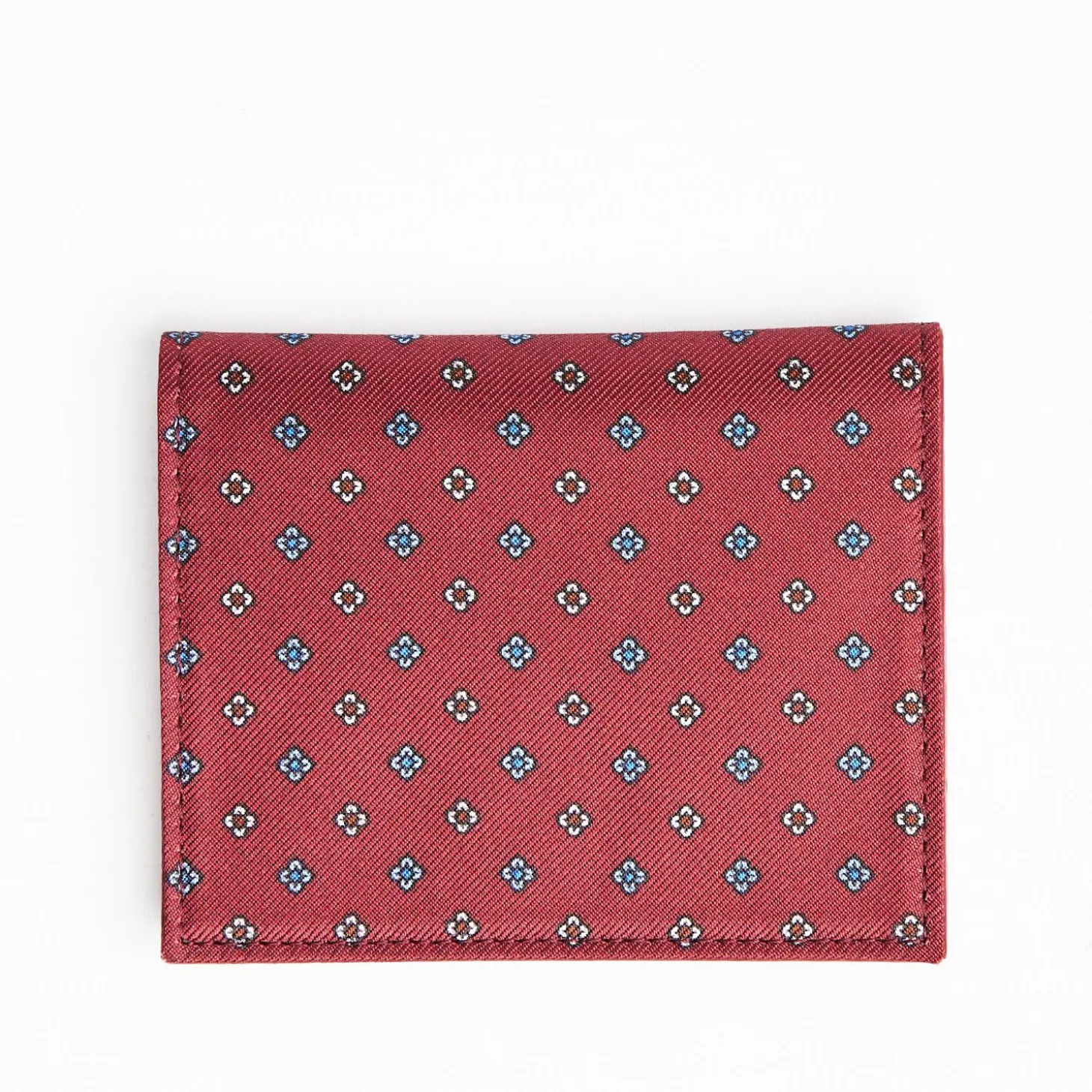 Burgundy Leather Folding Card Holder - 10 Compartments