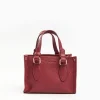 Burgundy Mini Shopping Bag In Hammered Leather