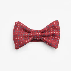 Burgundy Pre-Knotted Bowtie- Small Flower Design