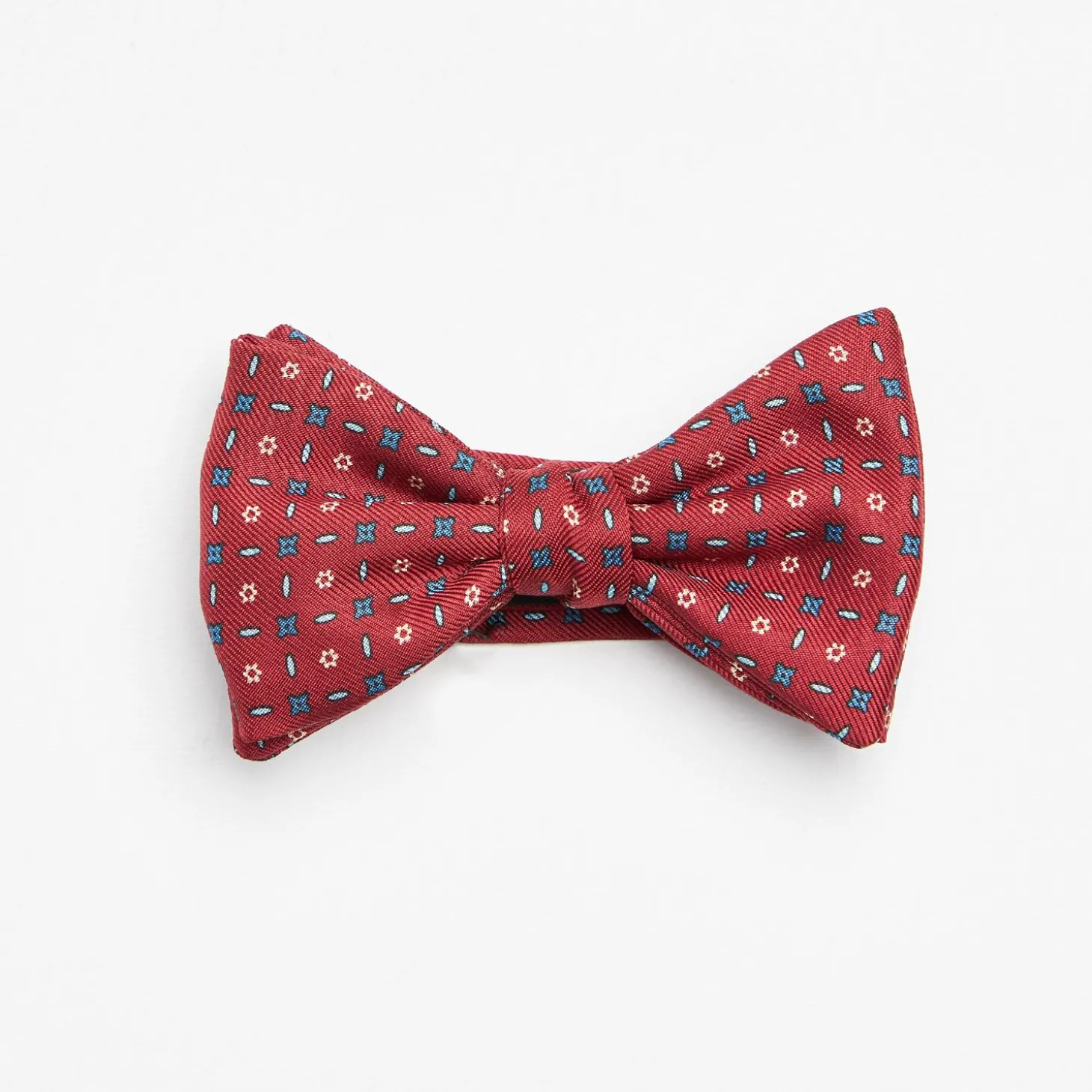 Burgundy Pre-Knotted Bowtie- Small Flower Design