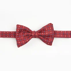 Burgundy Pre-Knotted Bowtie- Small Flower Design