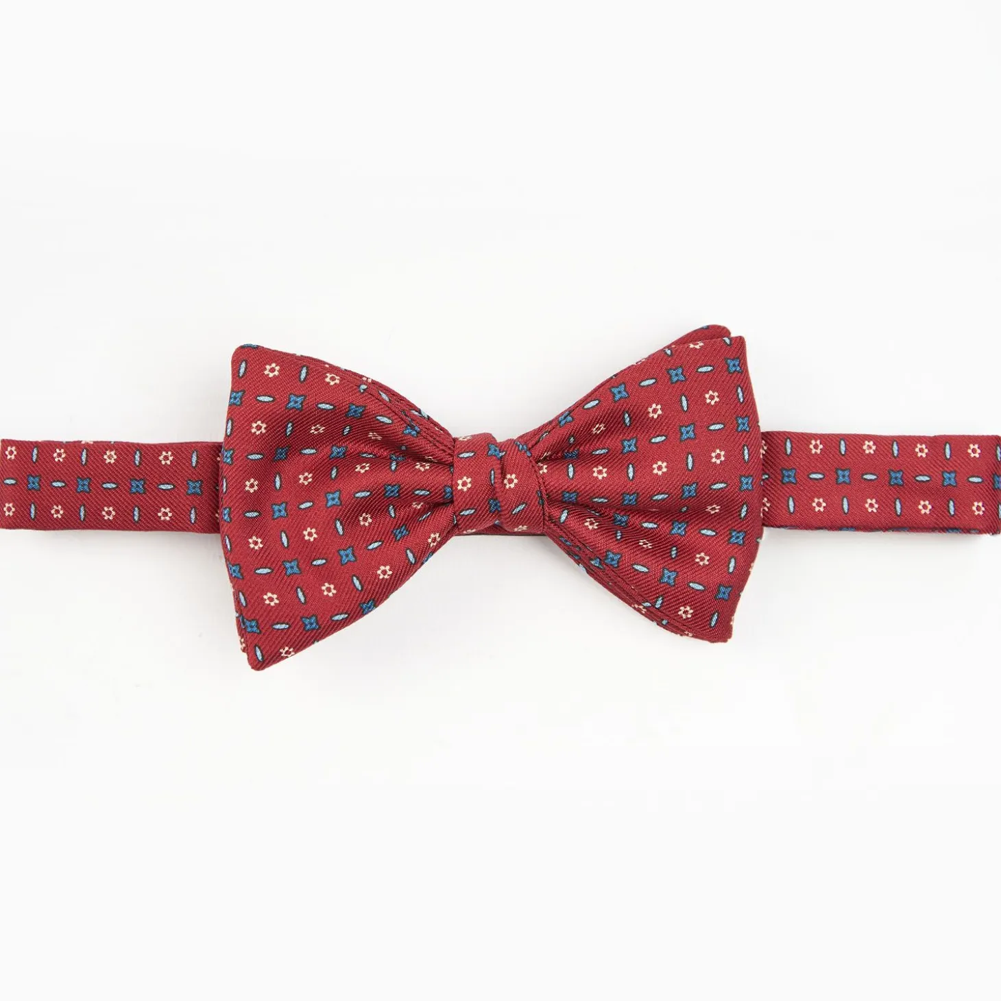 Burgundy Pre-Knotted Bowtie- Small Flower Design