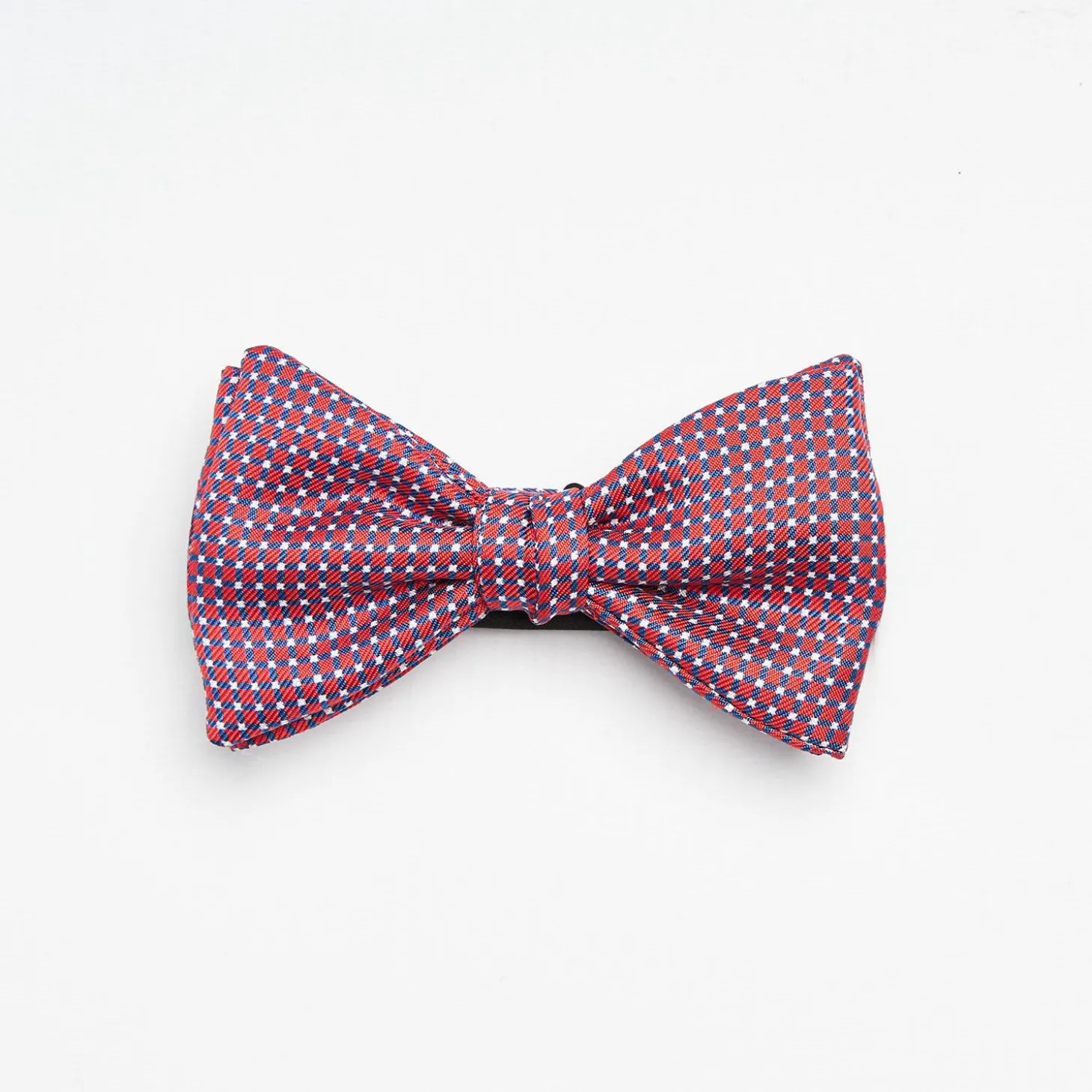 Burgundy Pre-Knotted Silk Bowtie- Small Geometric Pattern
