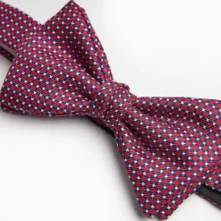 Burgundy Pre-Knotted Silk Bowtie- Small Geometric Pattern