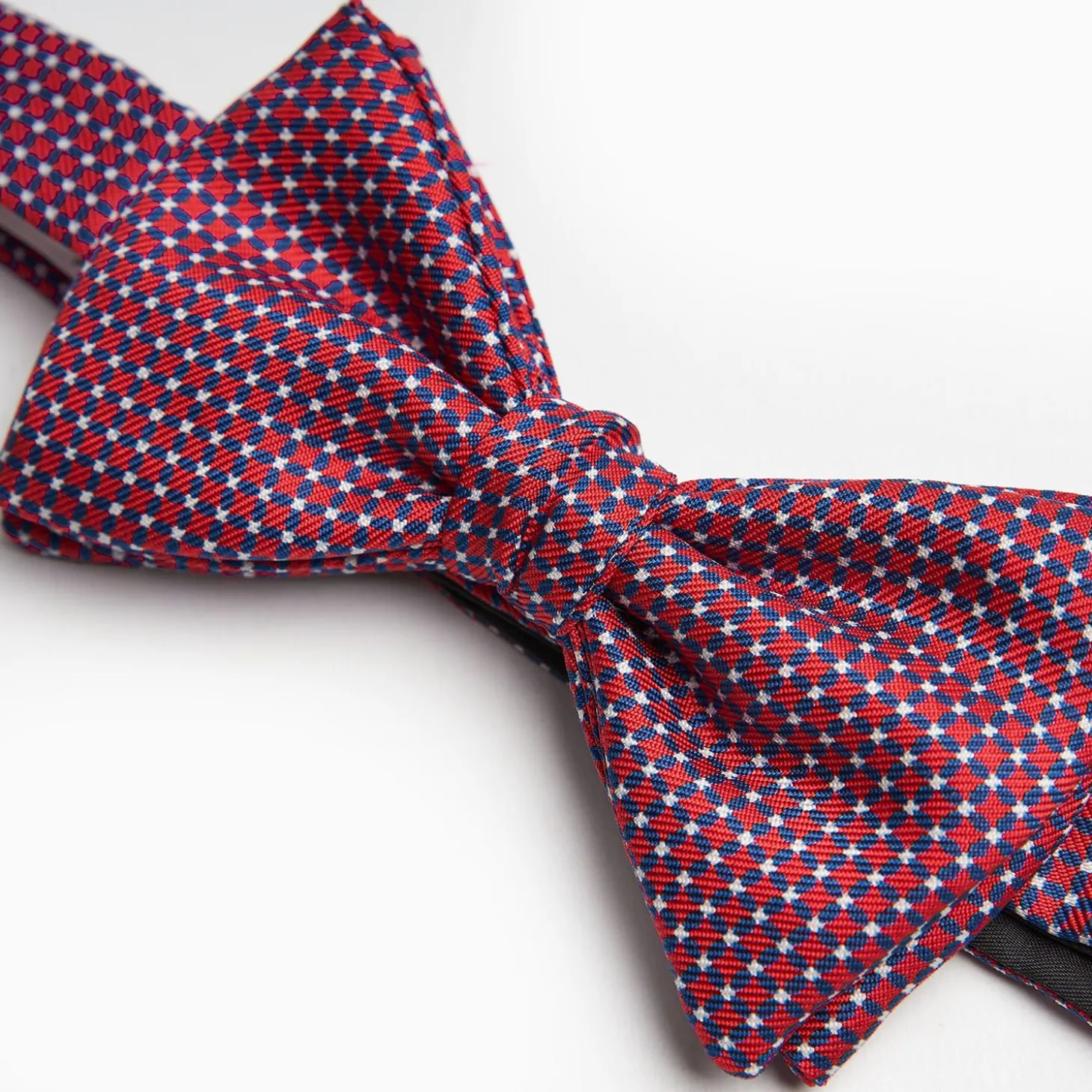 Burgundy Pre-Knotted Silk Bowtie- Small Geometric Pattern