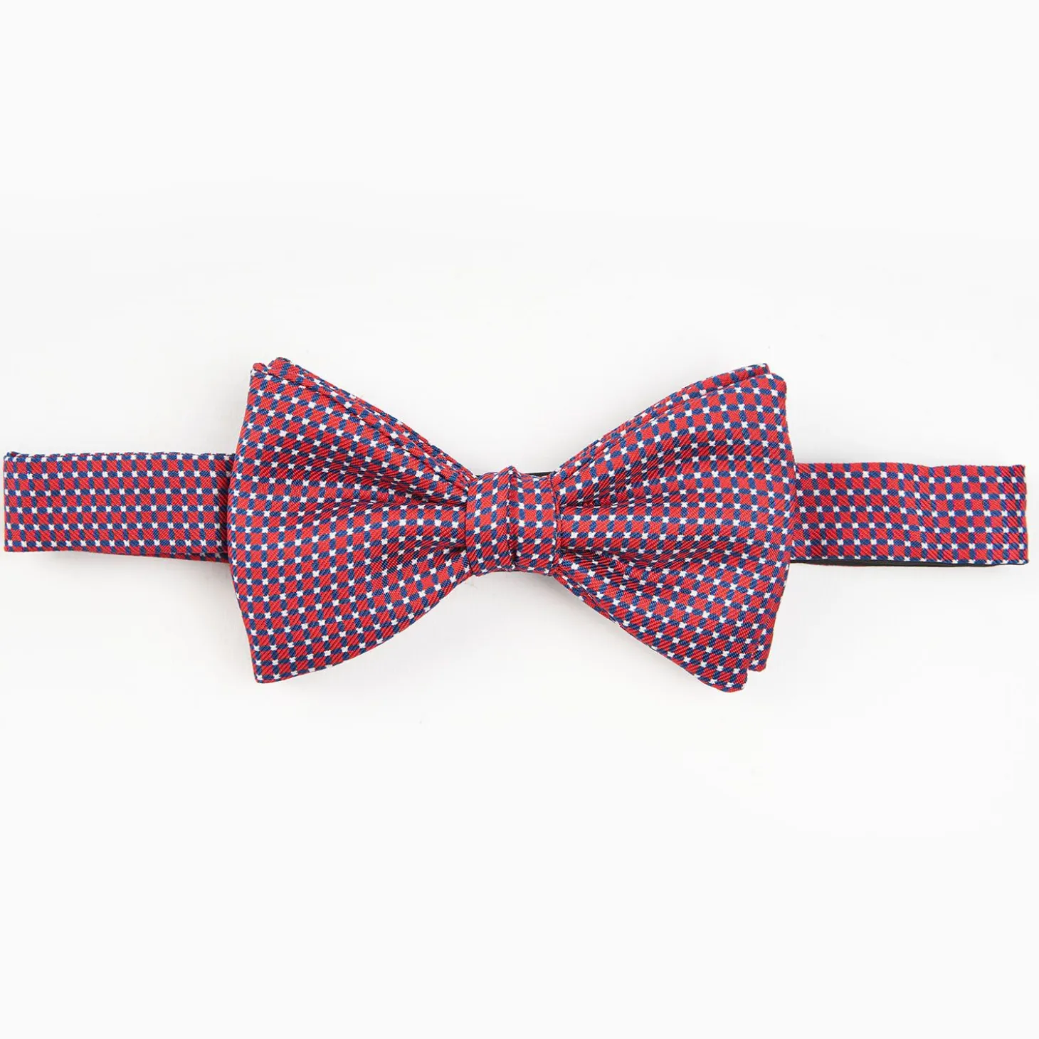 Burgundy Pre-Knotted Silk Bowtie- Small Geometric Pattern