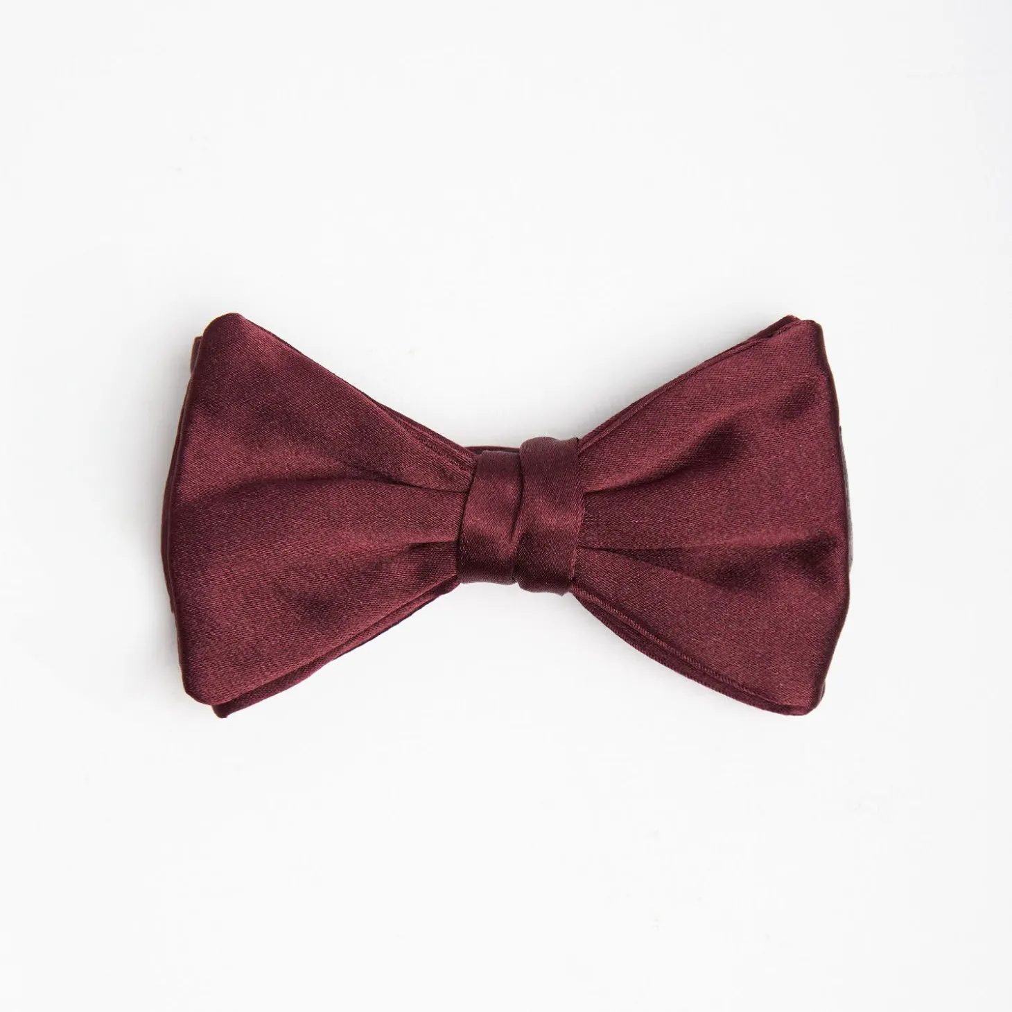 Burgundy Pre-Knotted Silk Satin Bowtie - Solid Color