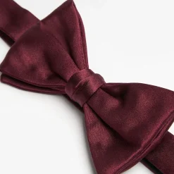 Burgundy Pre-Knotted Silk Satin Bowtie - Solid Color