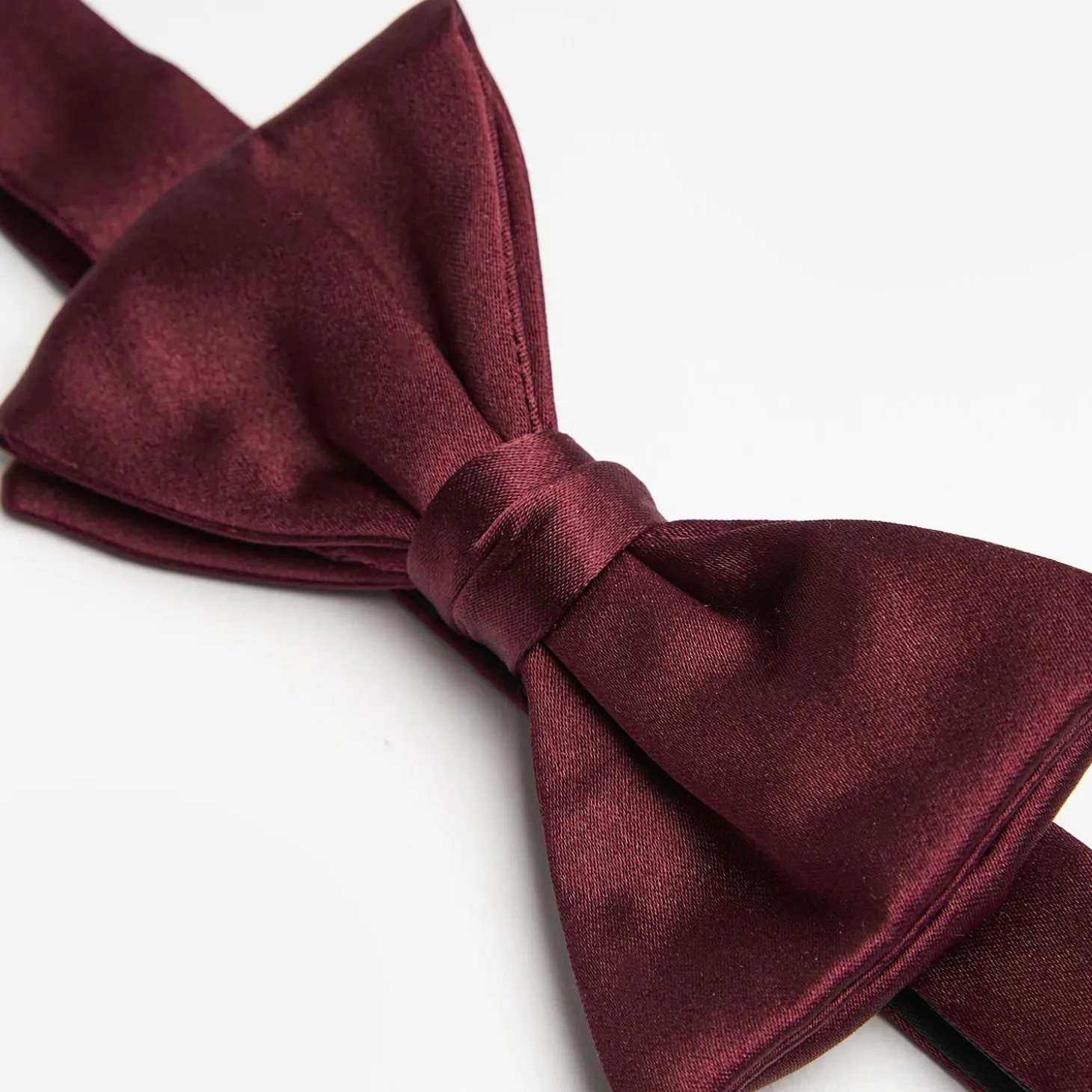 Burgundy Pre-Knotted Silk Satin Bowtie - Solid Color