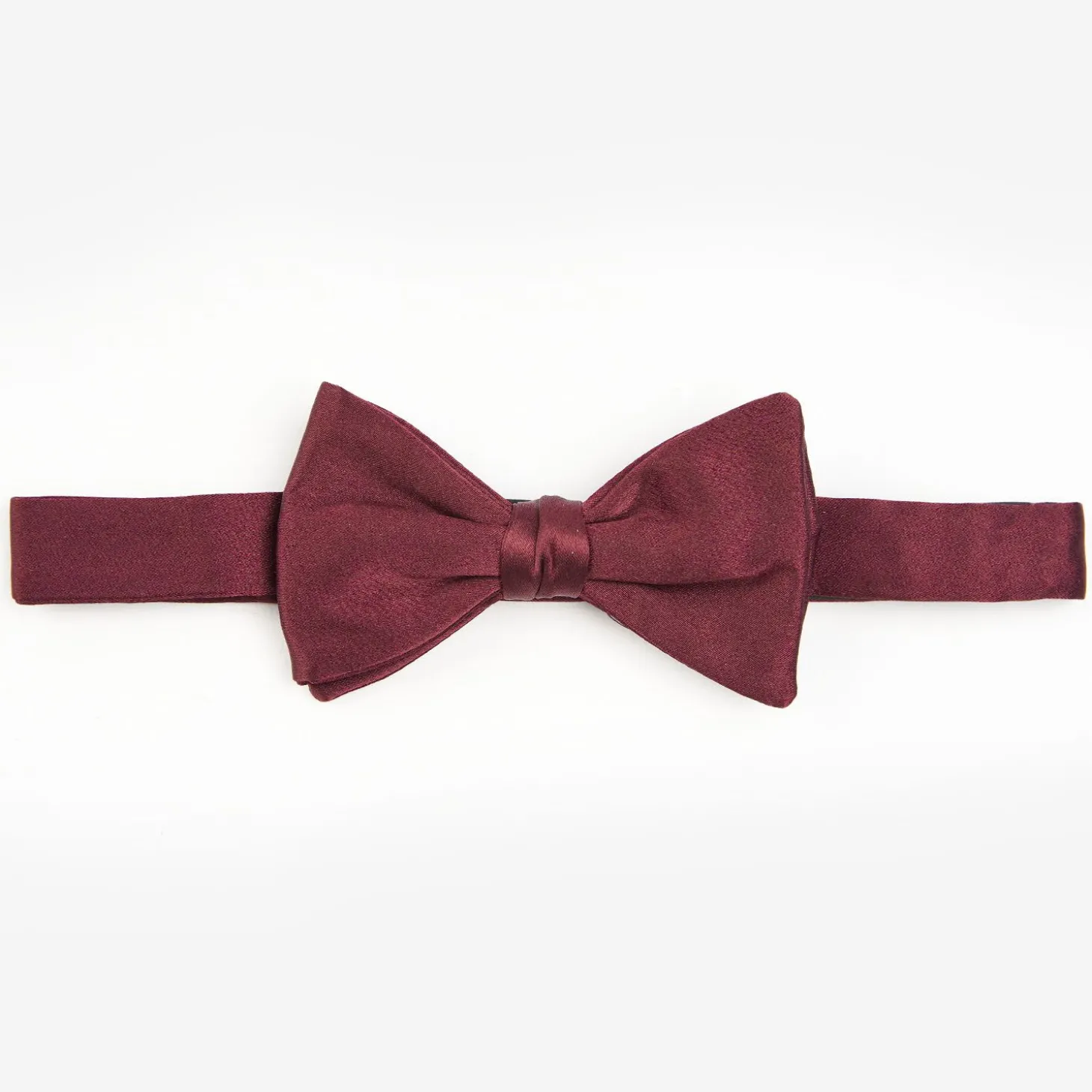 Burgundy Pre-Knotted Silk Satin Bowtie - Solid Color