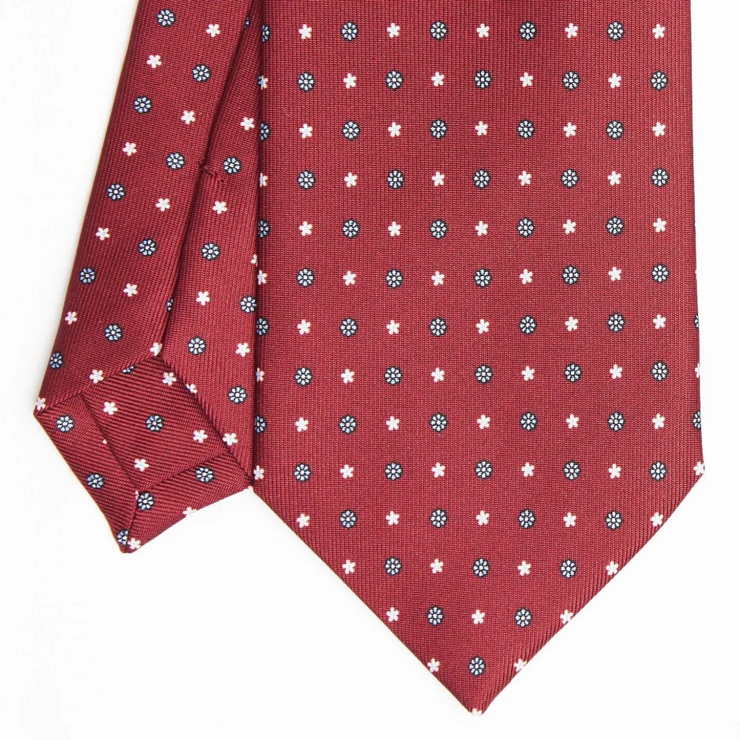 Burgundy Sartorial Classic Silk Tie Small Flower Pattern