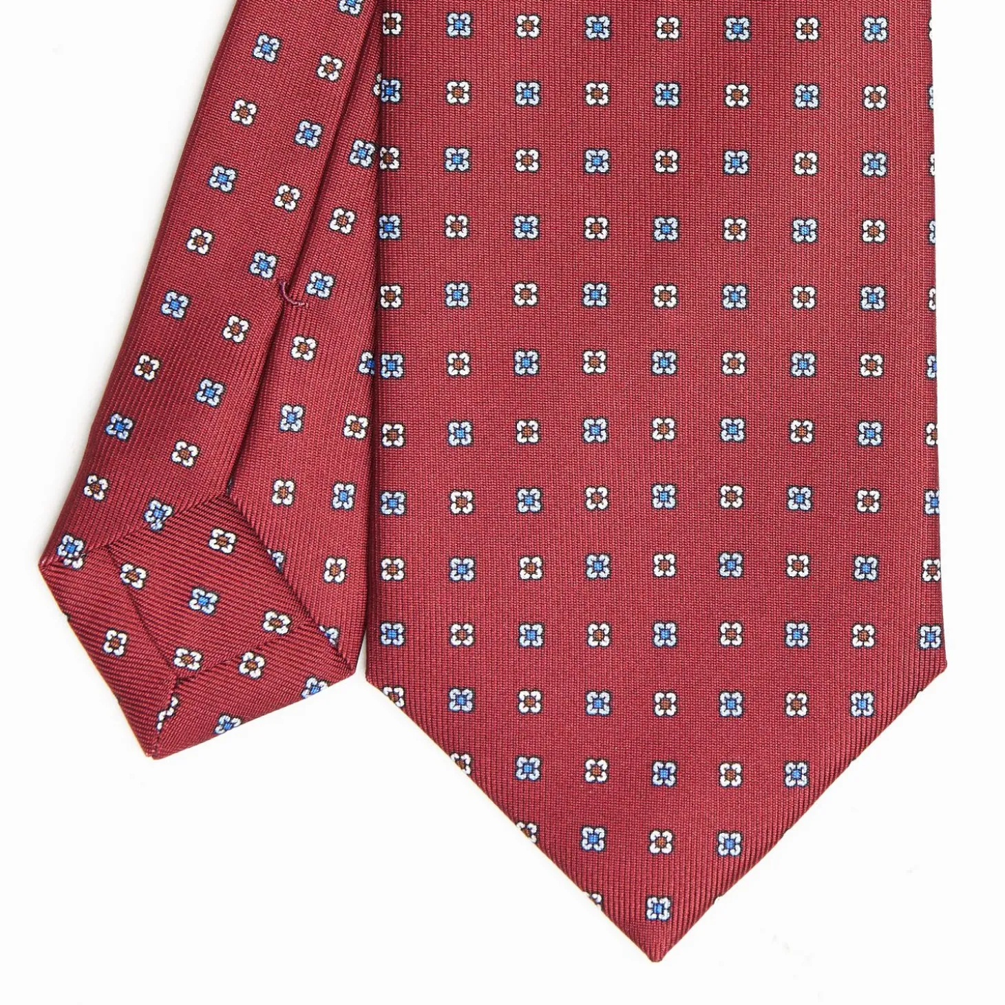 Burgundy Sartorial Classic Silk Tie Small Flower Pattern