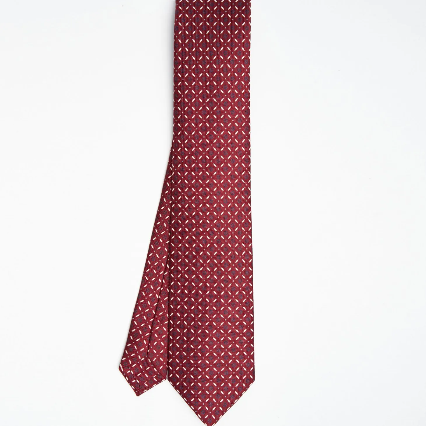 Burgundy Sartorial Classic Silk Tie - Small Flower Pattern