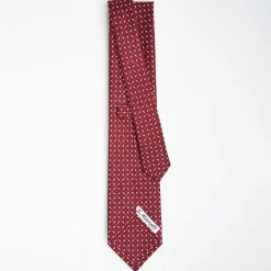 Burgundy Sartorial Classic Silk Tie - Small Flower Pattern