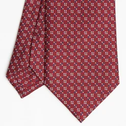 Burgundy Sartorial Classic Silk Tie Small Flower Pattern