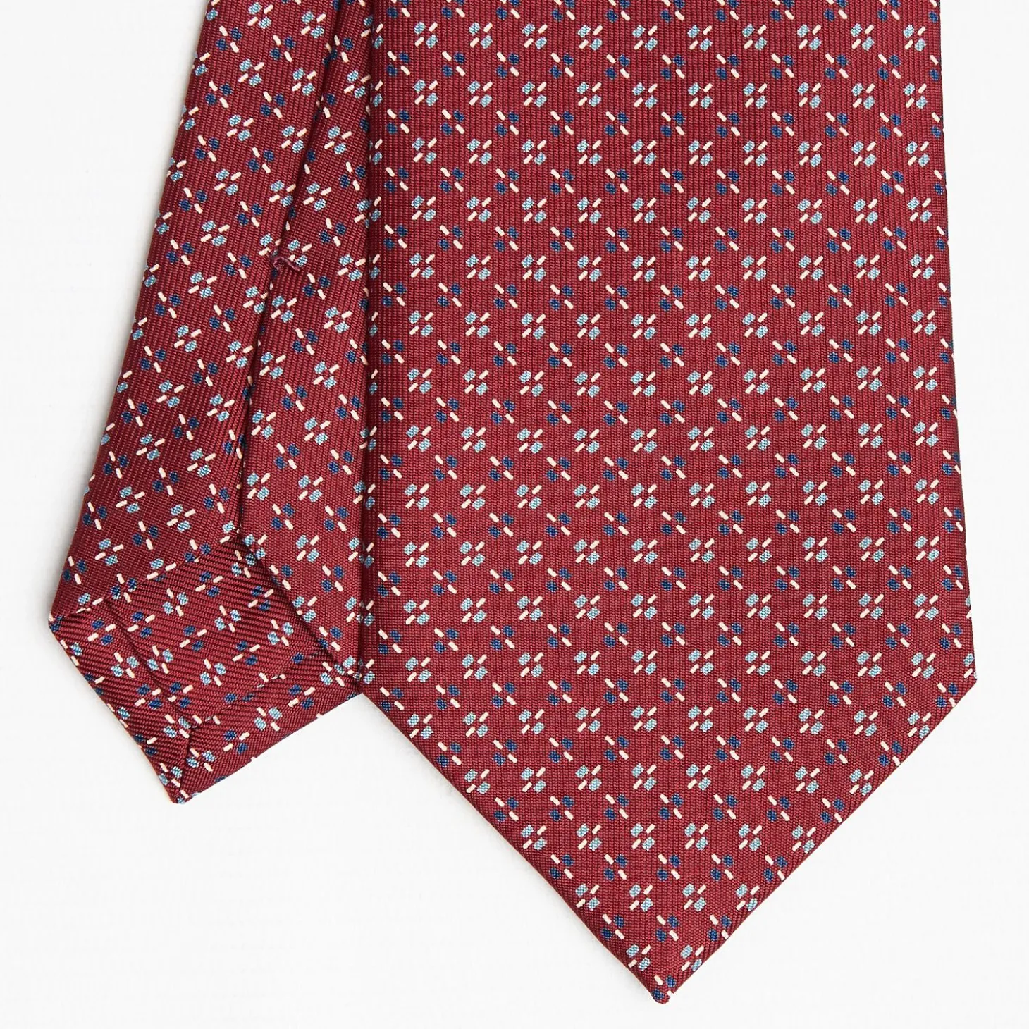 Burgundy Sartorial Classic Silk Tie Small Flower Pattern
