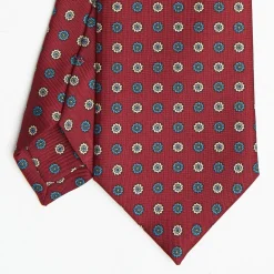 Burgundy Sartorial Classic Silk Tie Large Flower Pattern