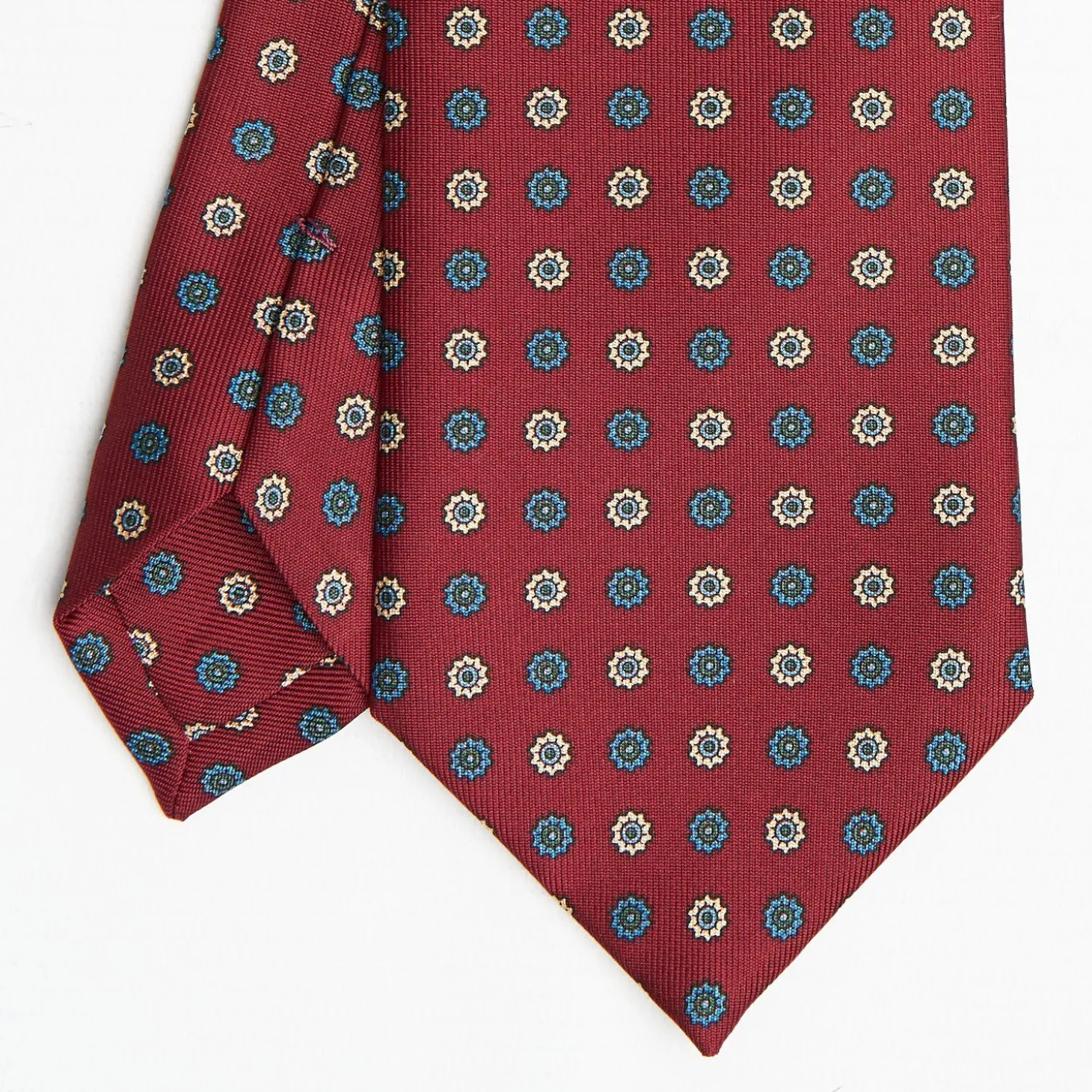 Burgundy Sartorial Classic Silk Tie Large Flower Pattern