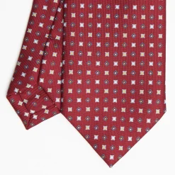 Burgundy Sartorial Classic Silk Tie - Small Flower Pattern