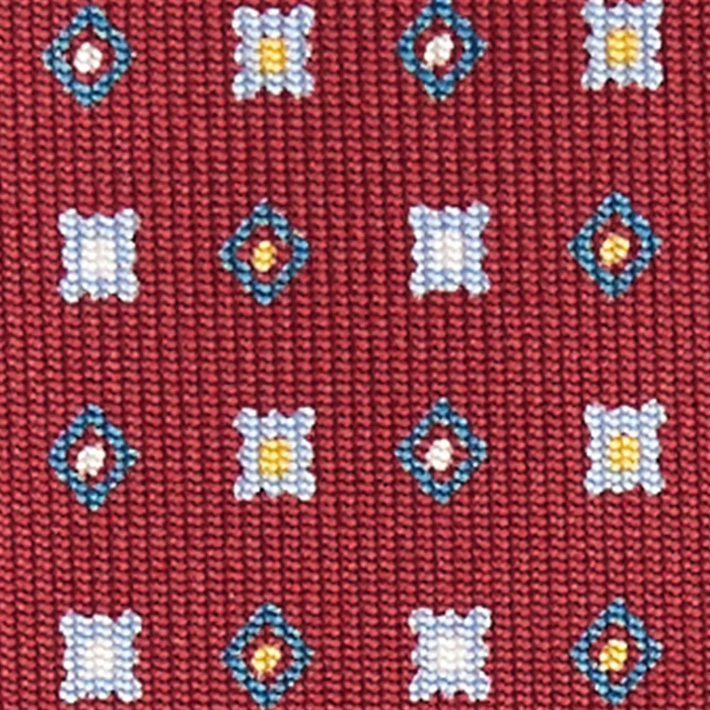 Burgundy Sartorial Classic Silk Tie - Small Flower Pattern