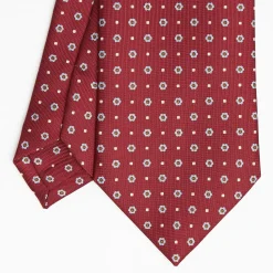 Burgundy Sartorial Classic Silk Tie Small Flower Pattern
