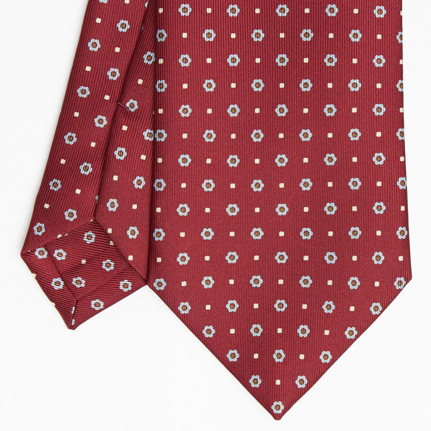 Burgundy Sartorial Classic Silk Tie Small Flower Pattern