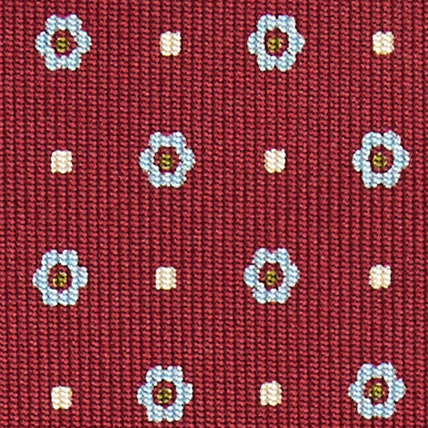 Burgundy Sartorial Classic Silk Tie Small Flower Pattern