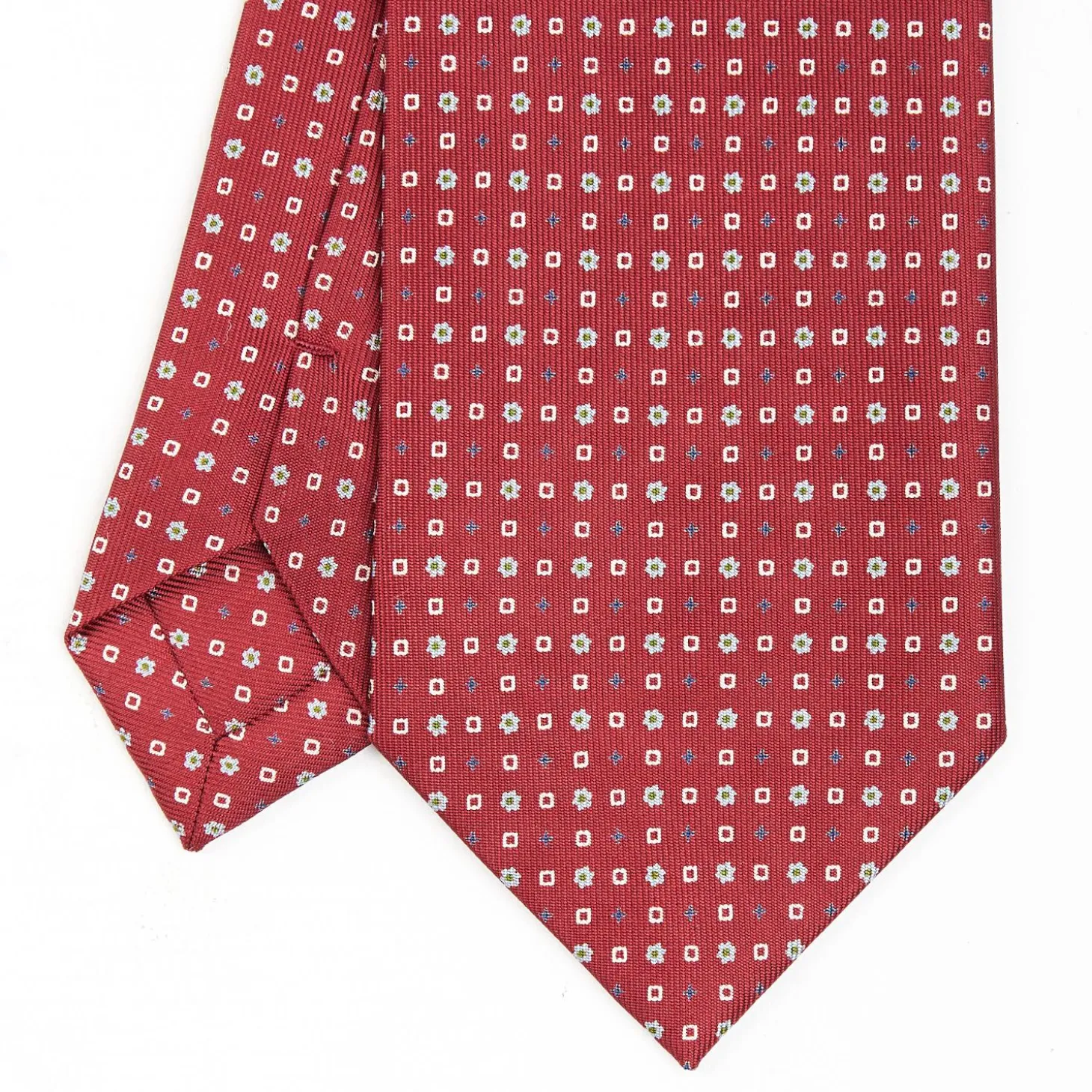Burgundy Sartorial Classic Silk Tie - Small Flower Designs