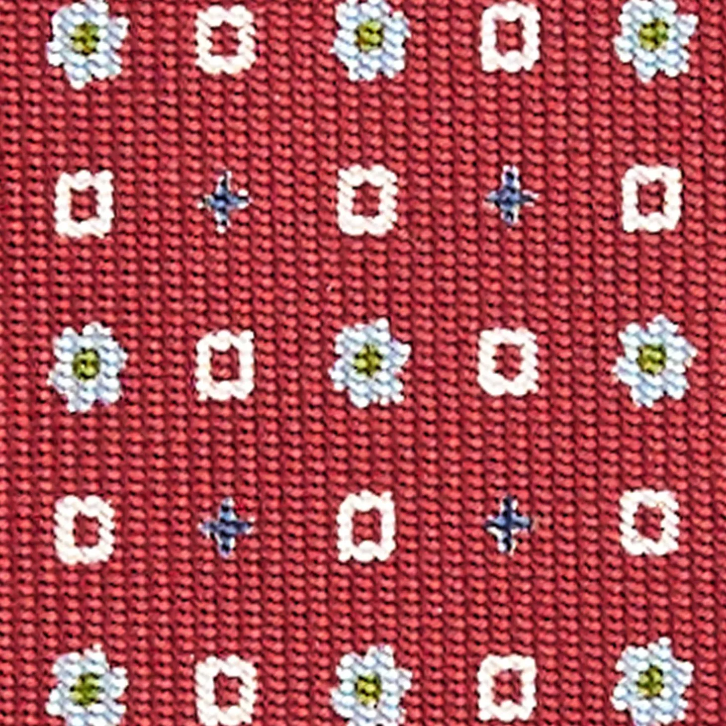 Burgundy Sartorial Classic Silk Tie - Small Flower Designs