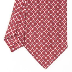 Burgundy Sartorial Classic Silk Tie - Small Flower Designs