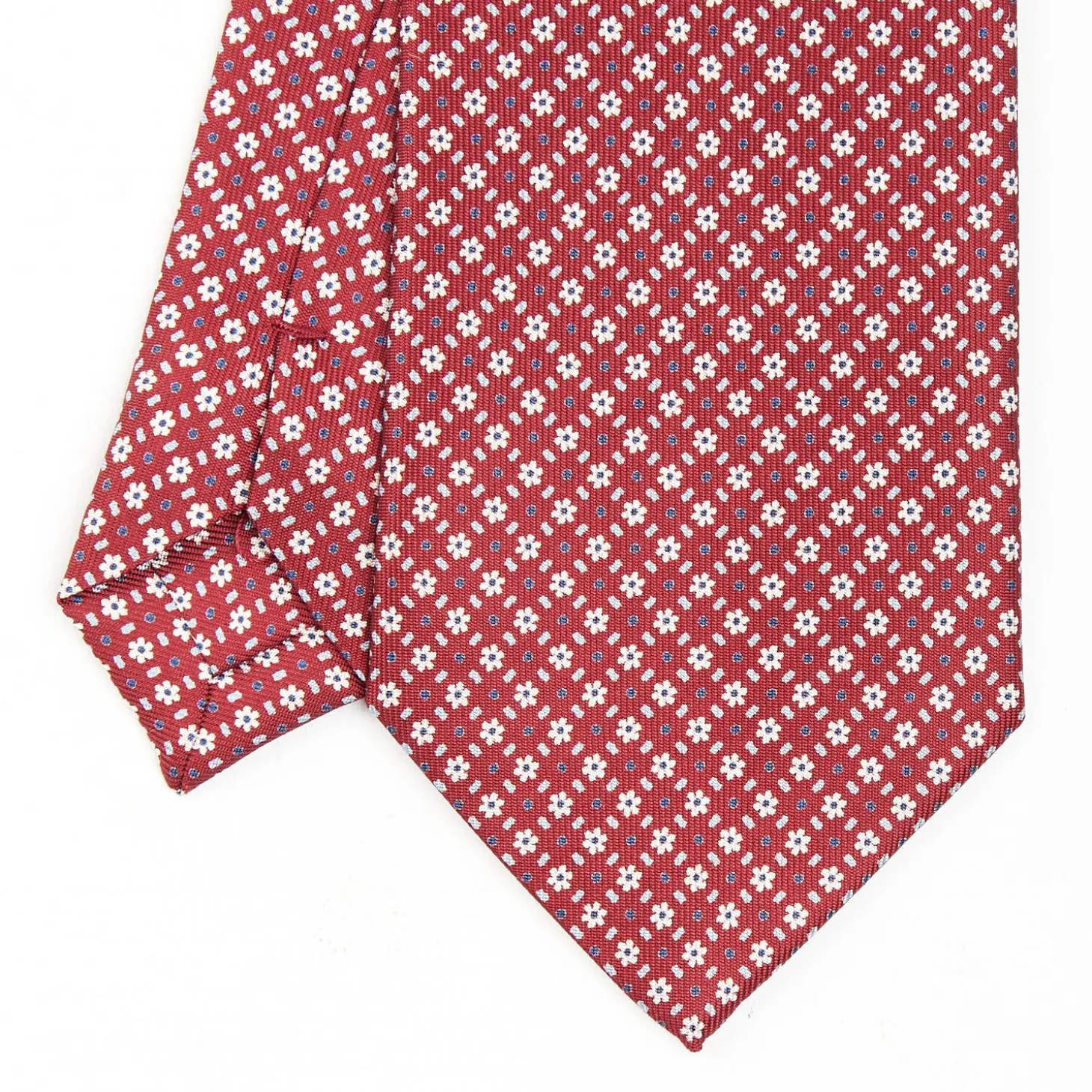 Burgundy Sartorial Classic Silk Tie - Small Flower Designs