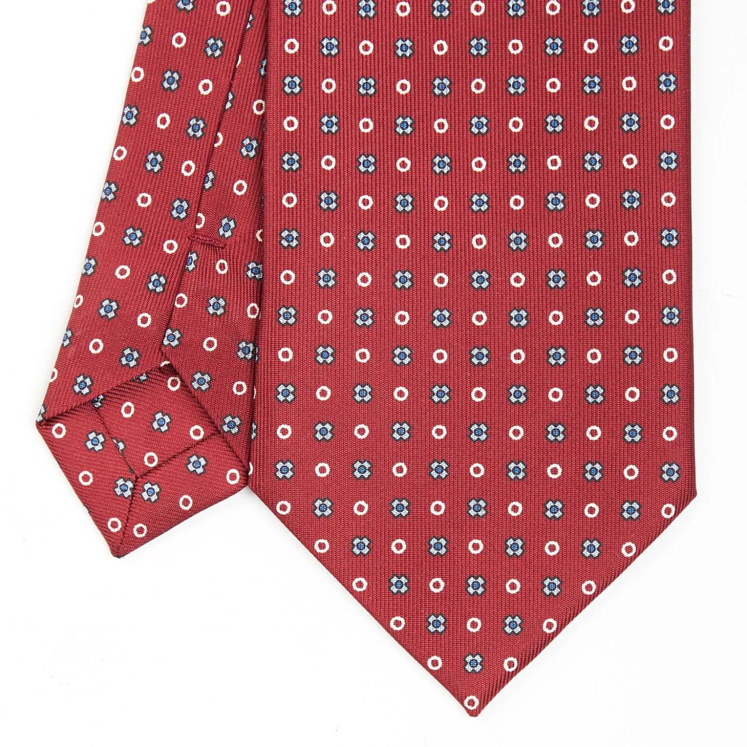 Burgundy Sartorial Classic Silk Tie - Small Flower Designs
