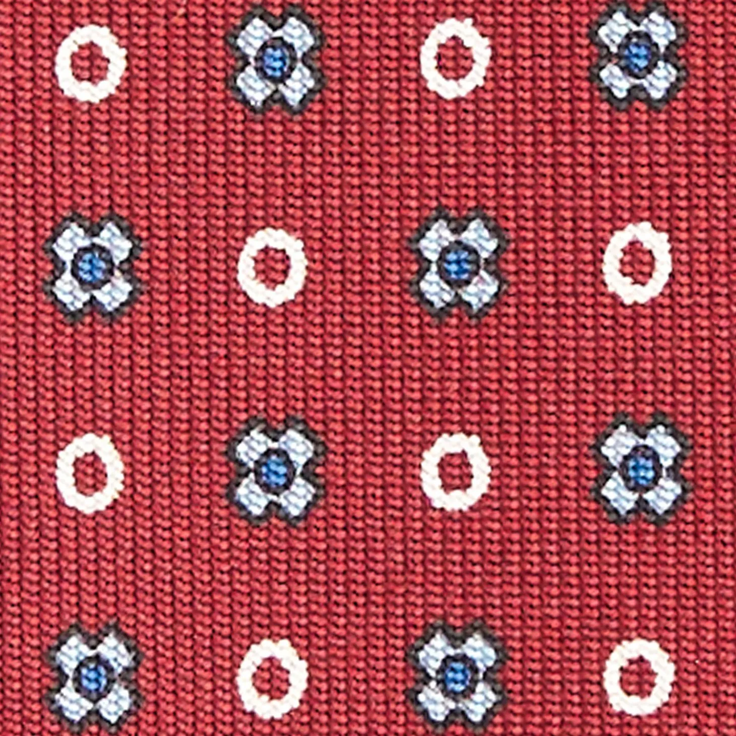 Burgundy Sartorial Classic Silk Tie - Small Flower Designs