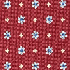 Burgundy Sartorial Classic Silk Tie - Small Flower Pattern