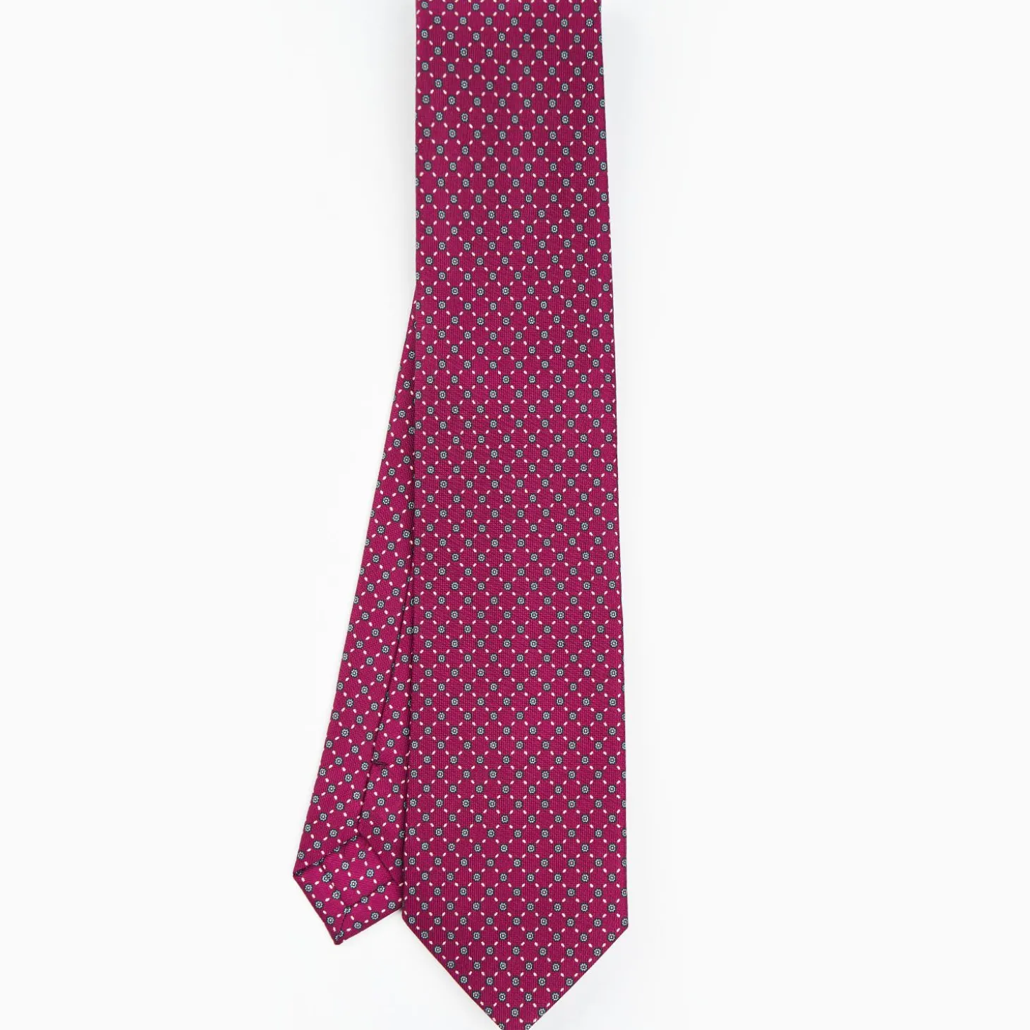 Burgundy Sartorial Classic Silk Tie - Small Flower Pattern