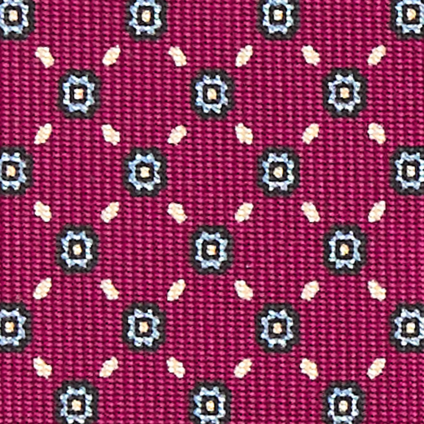 Burgundy Sartorial Classic Silk Tie - Small Flower Pattern