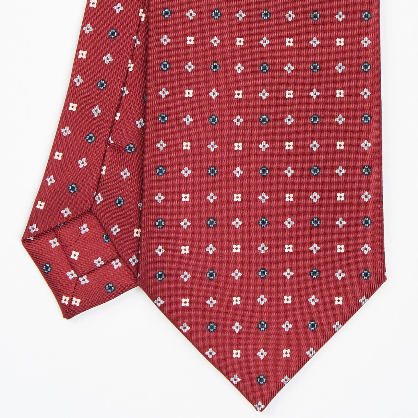Burgundy Sartorial Classic Silk Tie - Small Flower Pattern