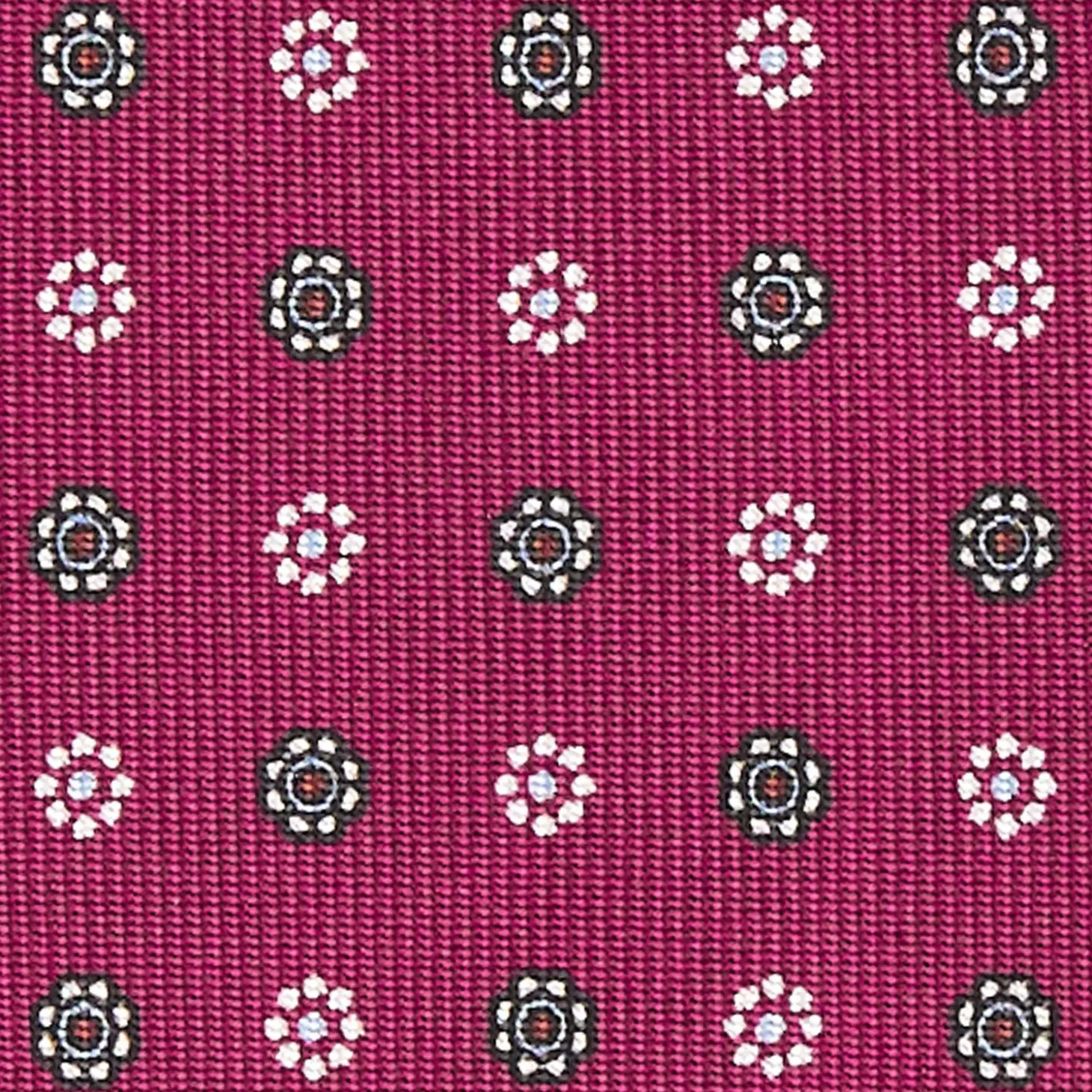 Burgundy Sartorial Classic Silk Tie - Small Flower Pattern
